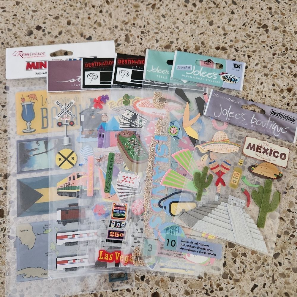 Travel-Themed Scrapbook Sticker Bundle Various Brands All New And Unopened